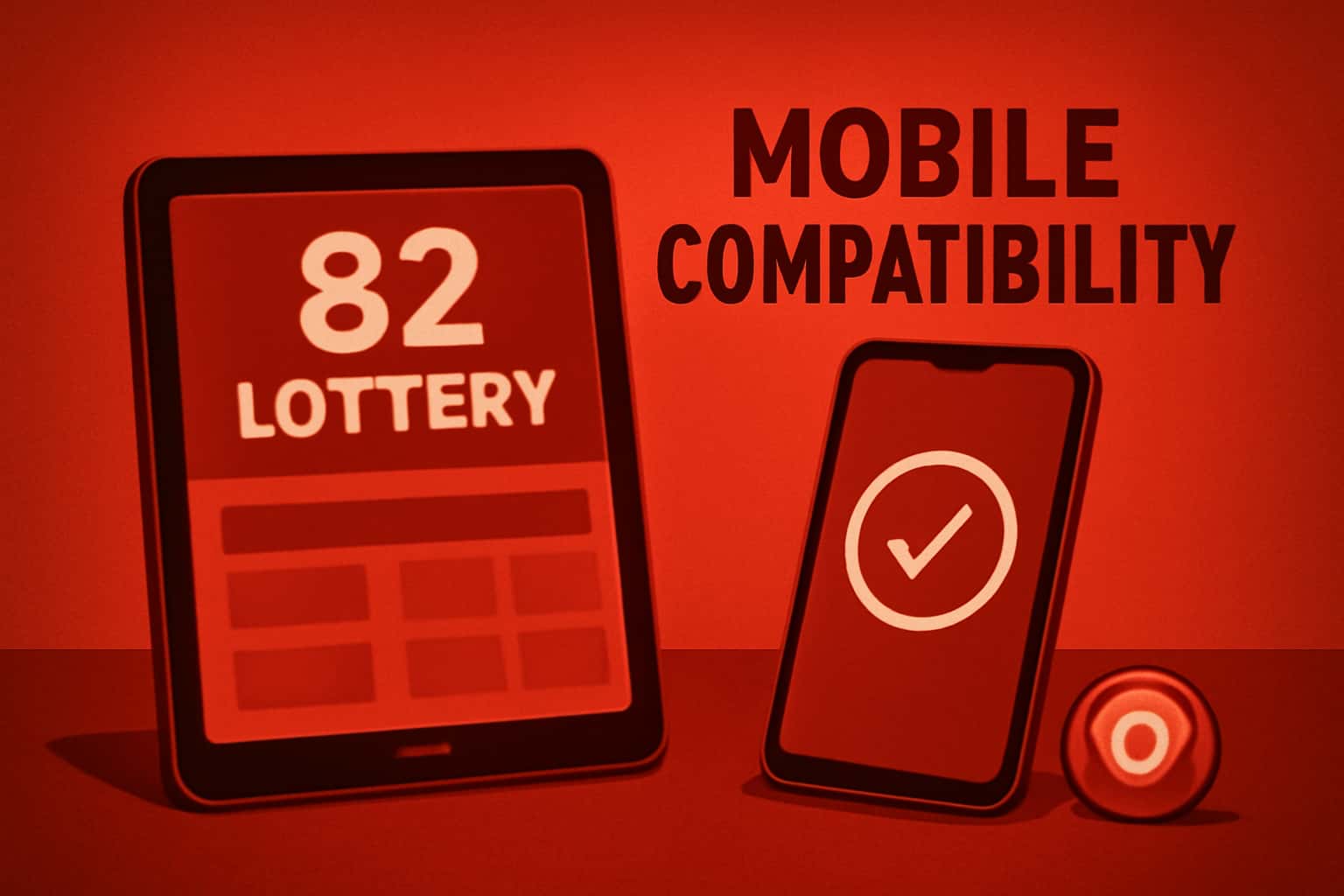 Informational scene about 82 Lottery Mobile Compatibility, featuring the text '82 Lottery' prominently.