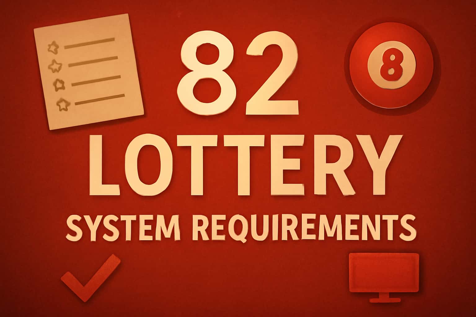 Informative scene depicting the system requirements for the 82 Lottery app.