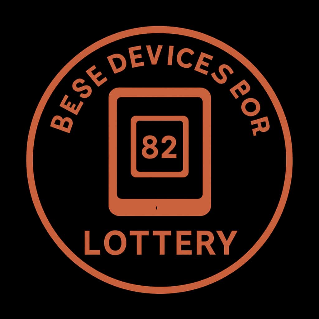 A professional badge illustrating the 82 Lottery app compatibility.