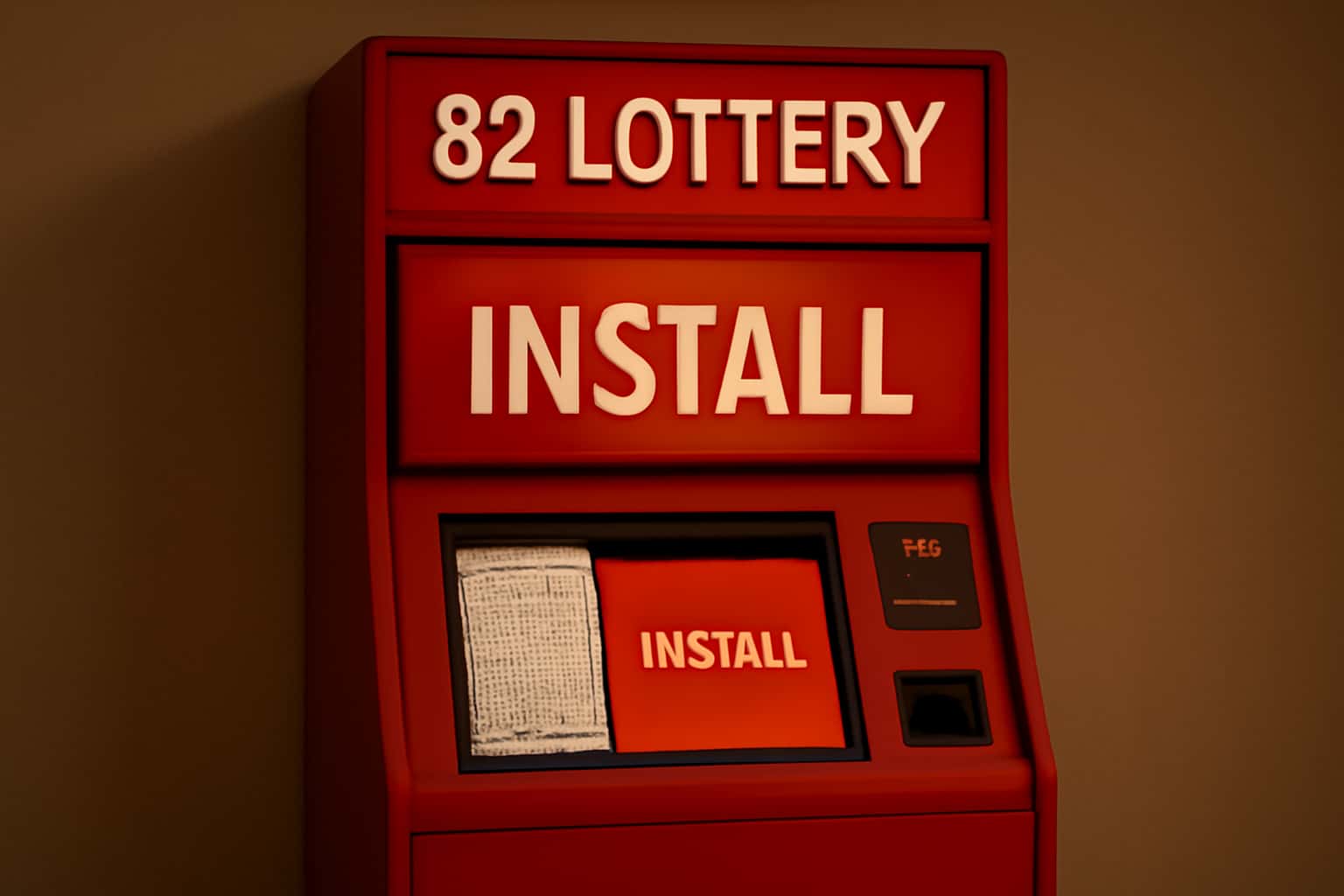 A neutral informational scene depicting the installation process of the 82 Lottery app.