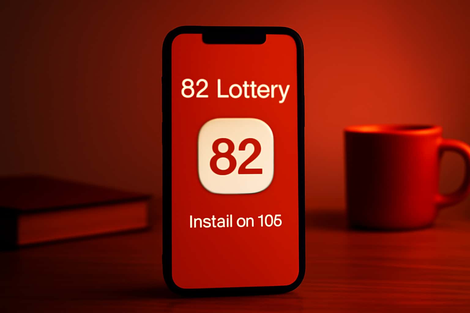 Informational graphic about installing 82 Lottery on iOS.