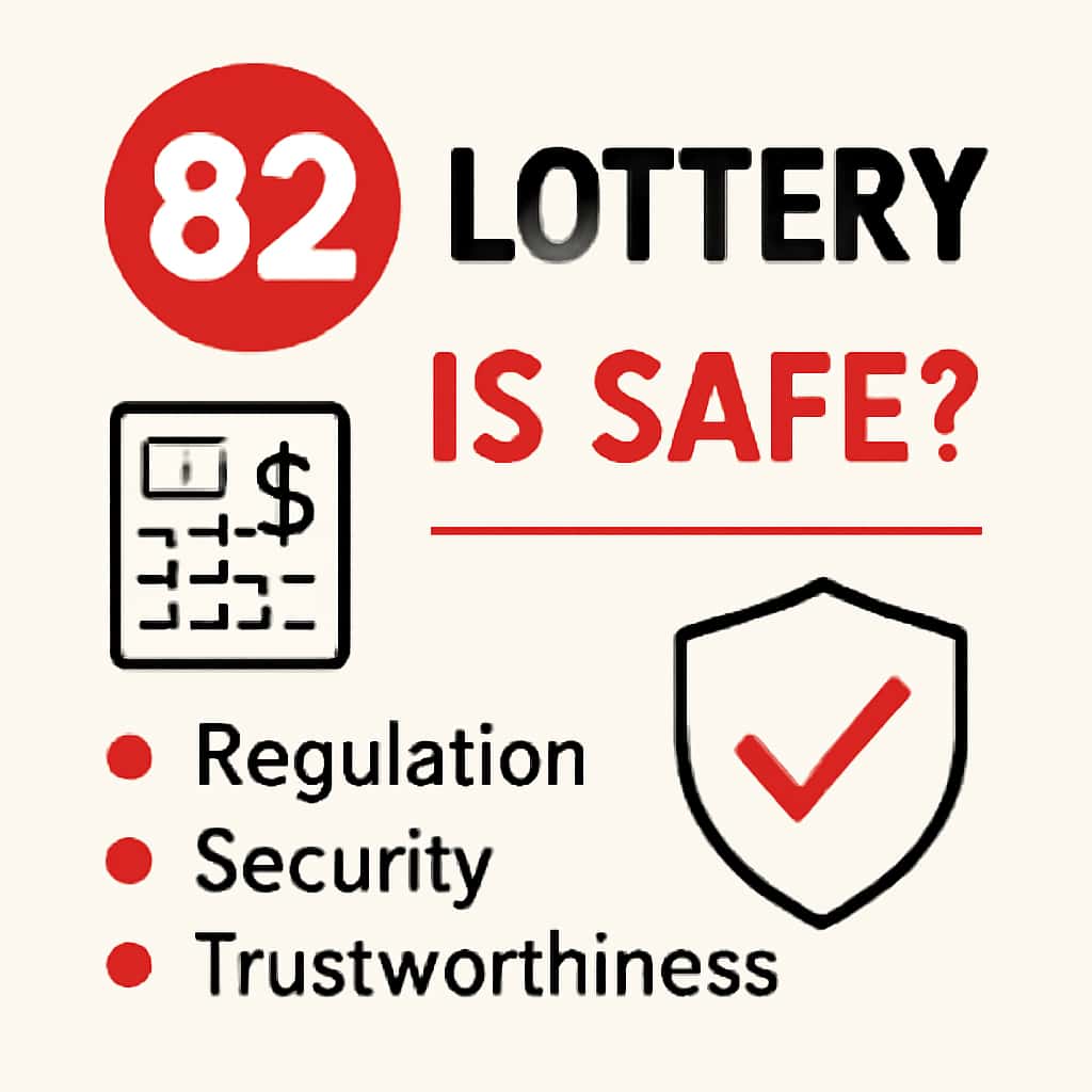 An educational diagram outlining the safety features of the 82 Lottery app.