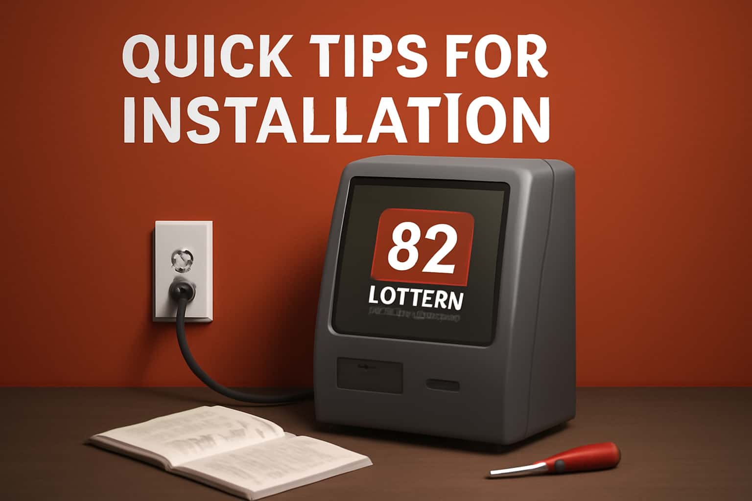 Informational scene illustrating tips for installing the 82 Lottery app.