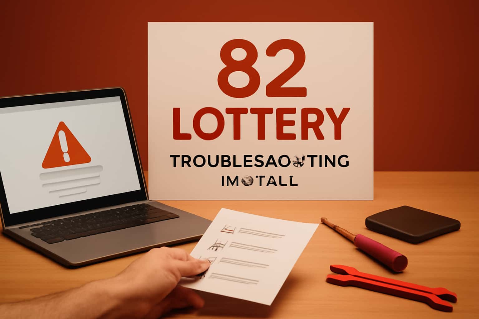 An information-focused image illustrating troubleshooting steps for installing the 82 Lottery app.