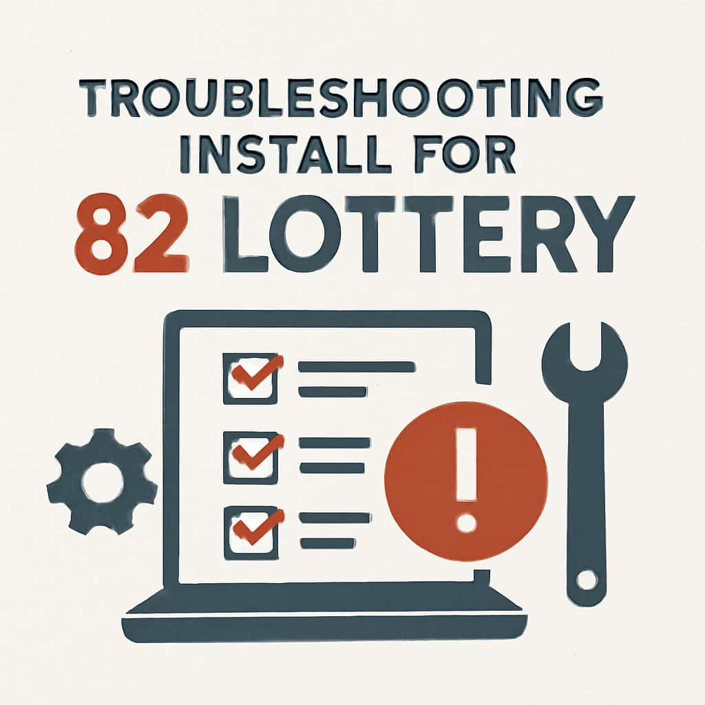 An educational diagram illustrating installation troubleshooting for the 82 Lottery app.