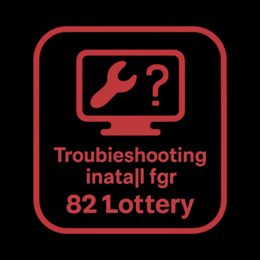 A badge representing guidance for troubleshooting the 82 Lottery app installation.