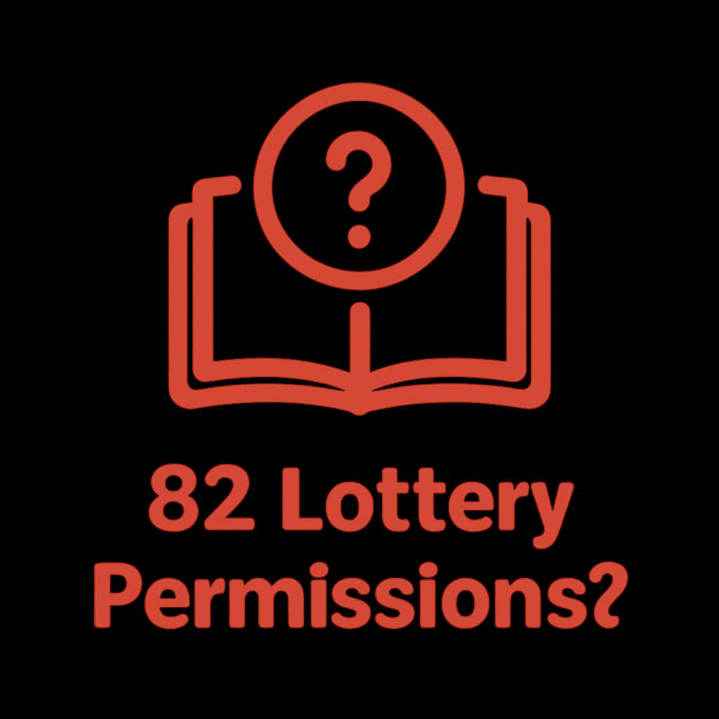 Badge design showcasing 82 Lottery permissions information.